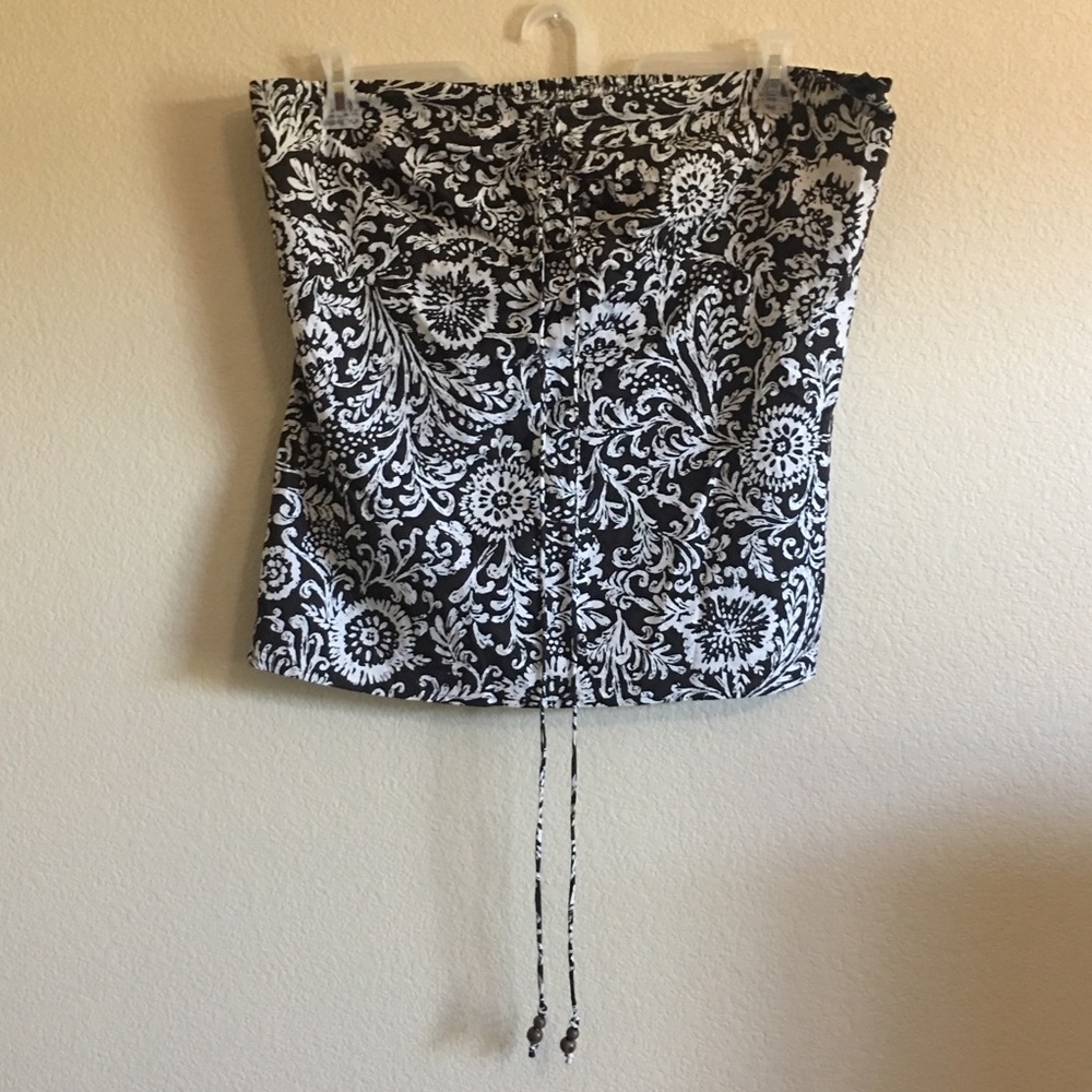 Ann Taylor Loft Sz 16 Brown & White Strapless Top